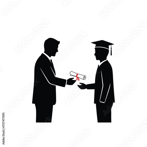 Graduation ceremony certificate presentation silhouette