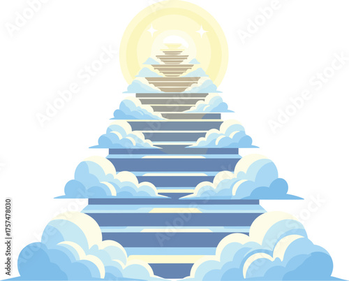 Stairway to Heaven surrounded by clouds, spiritual journey metaphor