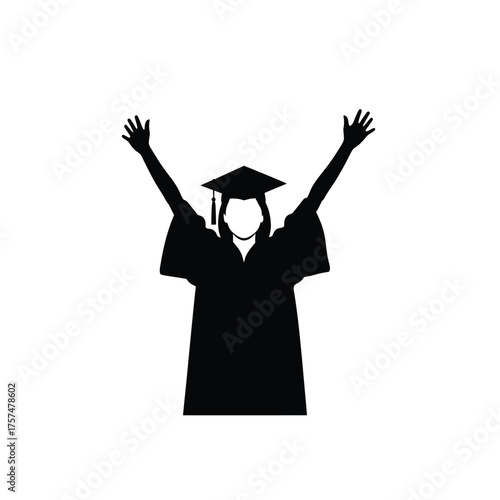 Joyful graduate celebrating graduation silhouette