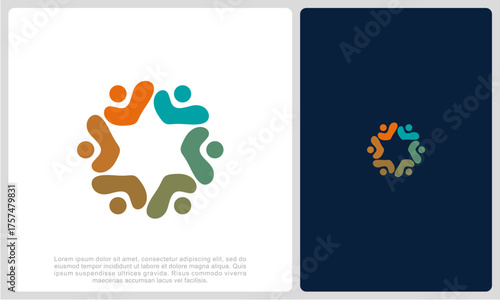 Abstract people colorful logo icon design minimal style illustration. community logo icon vector isolated.	
