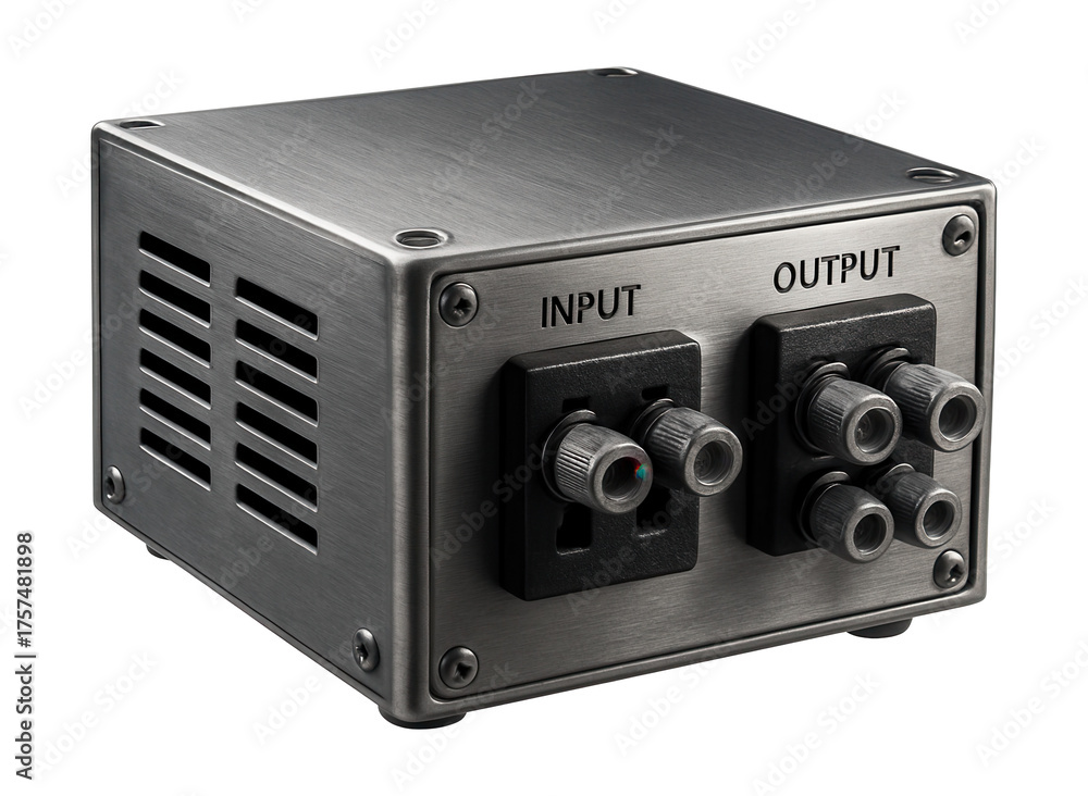 Fototapeta premium Robust voltage transformer for a spacious villa, ideal for high-power devices.