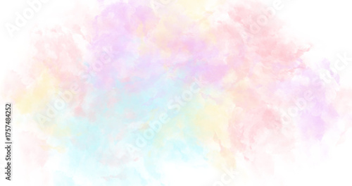 An artistic and evocative display of watercolor paints in a spectrum of soft, pastel colors, blended together to create a dreamy, ethereal backdrop.