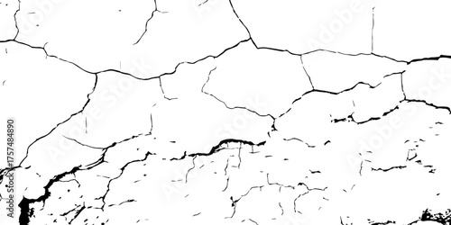 Black and white surface showing cracked, aging wall with peeling textures—great for urban decay themes or digital artwork.
