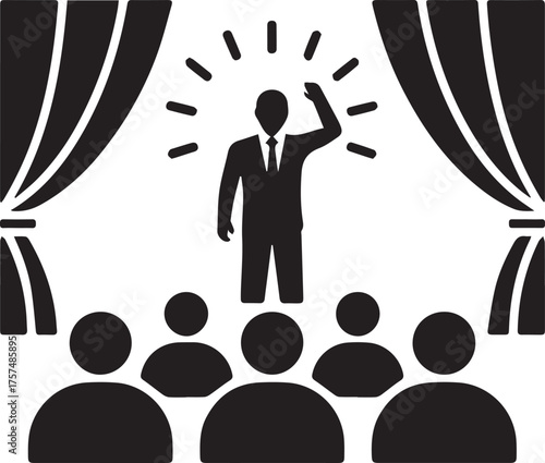 Public Speaker Silhouette – Motivational Speech on Stage Illustration