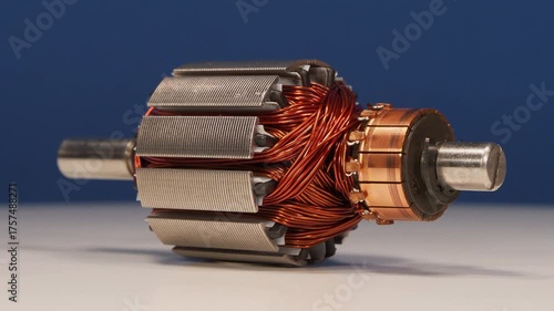 Armature or rotor with copper coil from electric motor of small household appliance, from percussion massager