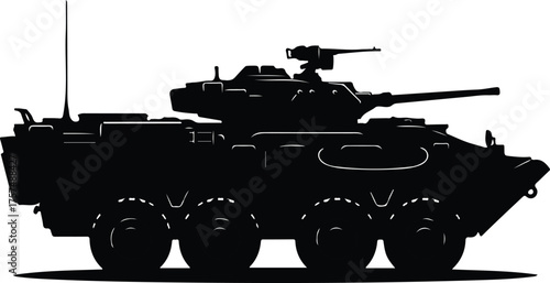 Silhouette of a modern armored military vehicle with a turret