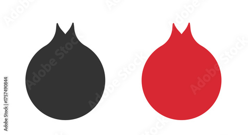 This collection features minimalist line icons of garnet fruit, highlighting the unique shape and color variations found in fruit representations. Each icon offers a clear, simple design.
