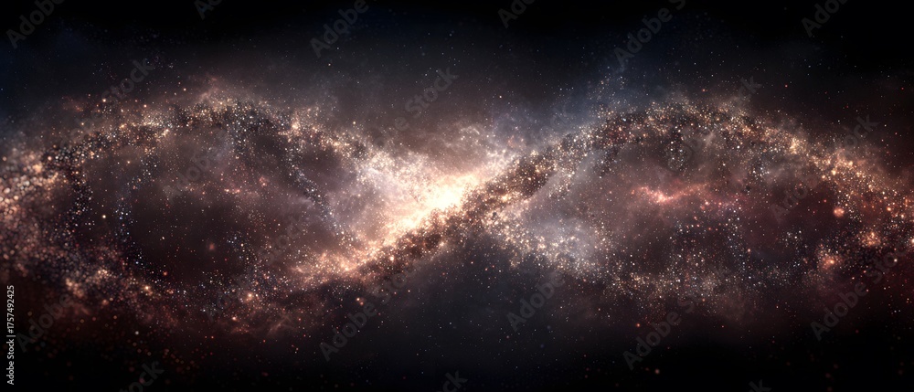 Fototapeta premium Cosmic nebula with glowing stars forms a celestial pathway.
