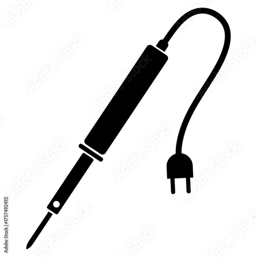 Electric soldering silhouette vector icon,minimalist and modern design,isolated on white background,can be for sign or electric product ideas