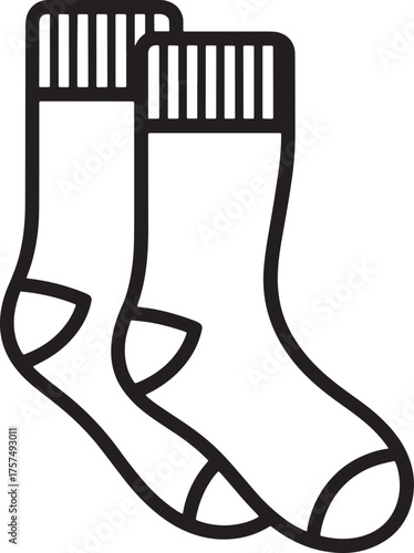 Striped Socks Pair Hosiery Clothing Item Accessory Black Outline Illustration Silhouette Vector