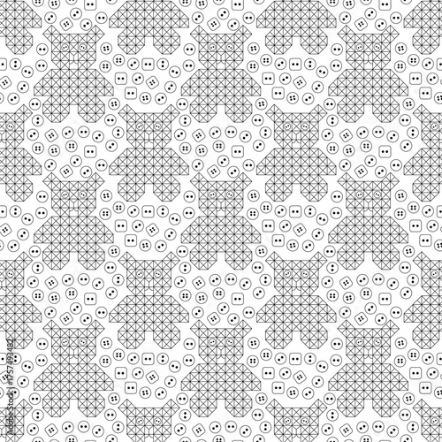 Wallpaper Mural Seamless pattern with abstract geometric teddy bears, shapes and buttons on a white background Torontodigital.ca