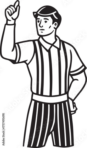referee count hand signal outline vector illustration line art