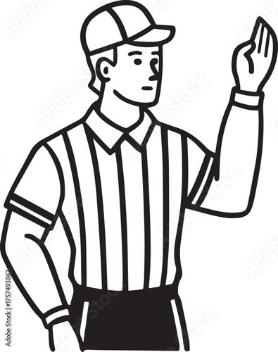 referee count hand signal outline vector illustration line art