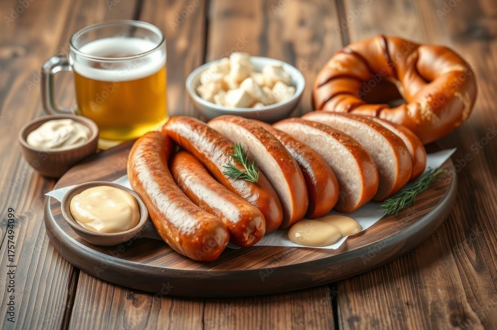 Fototapeta premium Authentic Bavarian Sausage Breakfast Spread