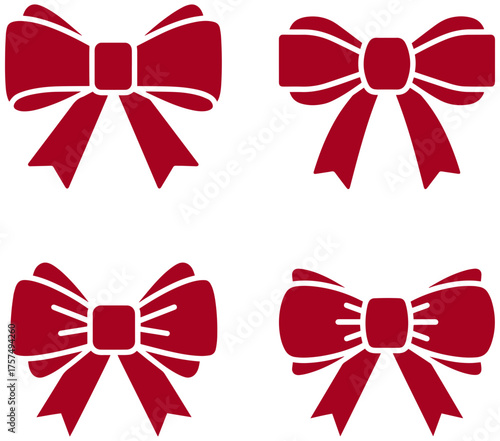 Festive crimson bows for wrapping gifts and decorating holiday cards with joyful elegance