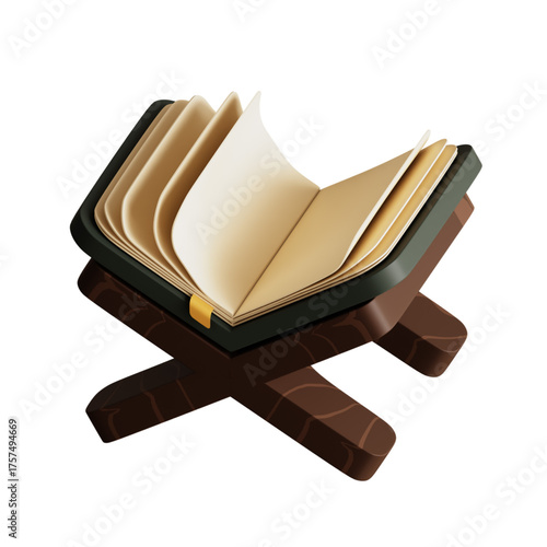 An open book rests on a wooden stand, symbolizing knowledge, learning, and the pursuit of wisdom through reading and education