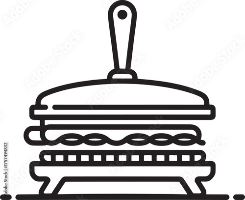 Grill Press Icon Vector Illustration Food Preparation Appliance Kitchenware Utensil