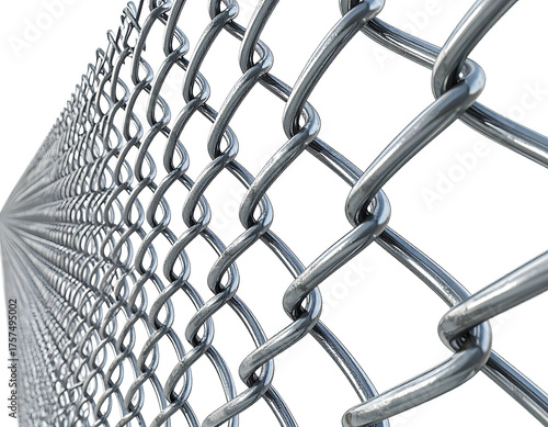 A close-up perspective of a chain link fence, with focus on individual metallic links