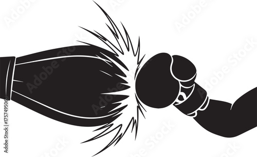 Boxing glove punching punching bag action impact silhouette dynamic motion sports fight