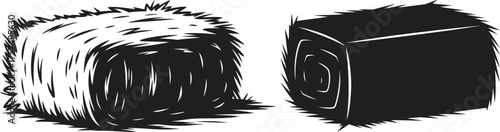 Two contrasting hay bales one loose and one tightly bound