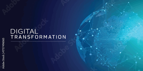Abstract digital globe with a glowing network of connections for technology concepts