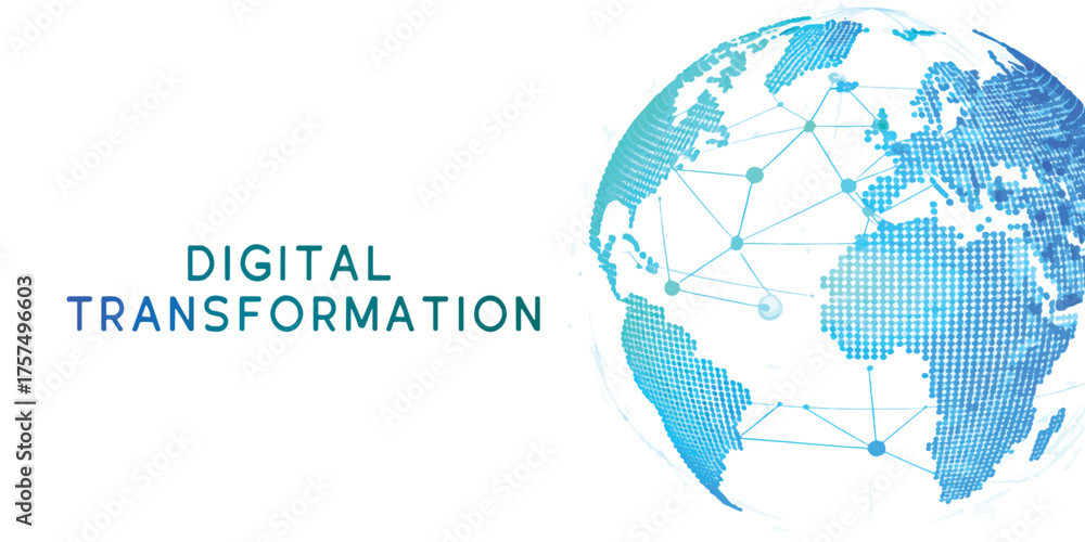 Fototapeta premium Modern graphic of a connected globe symbolizing international data and digital transformation concepts