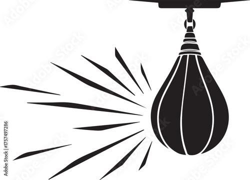 Speed bag boxing dynamic action silhouette reflecting intense training session