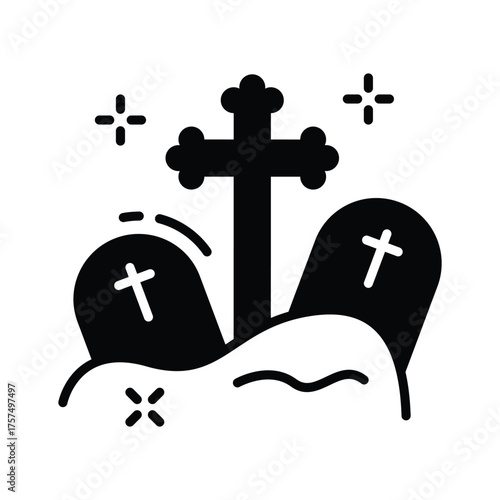 Haunted graveyard with tombstones, perfect for Halloween spooky artwork.