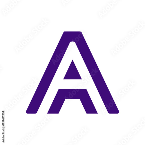 Modern stylized purple letter A graphic design element on a clean white background, abstract initial for branding or education.