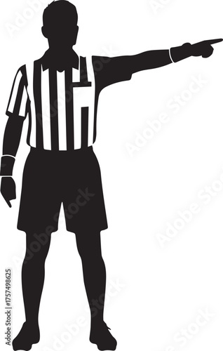 Referee silhouette showing direction sports official gesturing pointing with arm