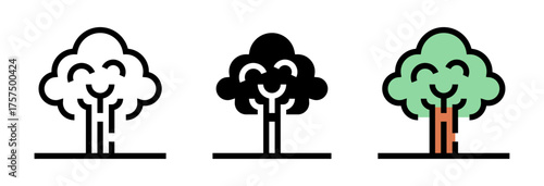 Conjunto de iconos de árbol. Naturaleza, ecología, vida, sostenibilidad. Ilustración vectorial