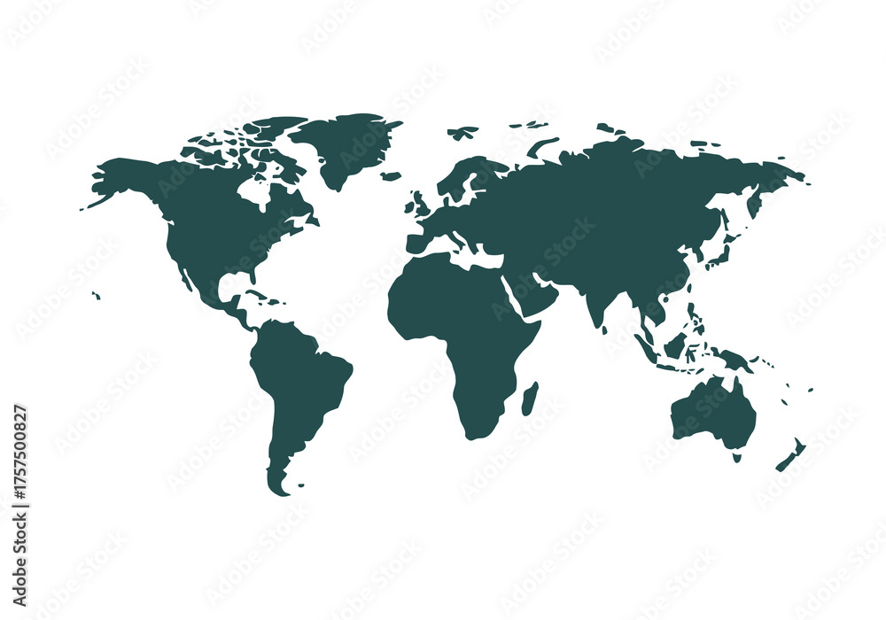 Naklejka premium Detailed World Map Outline - Vector Global Geography Illustration