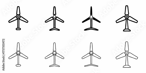 Modern wind turbine icons showcasing renewable energy, sustainability, and eco-friendly power sources for a clean energy future, ideal for environmental and technological concepts