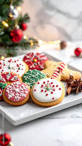 Festive Christmas cookies on a plate