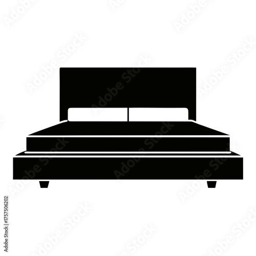 Simple bed silhouette with pillows and headboard