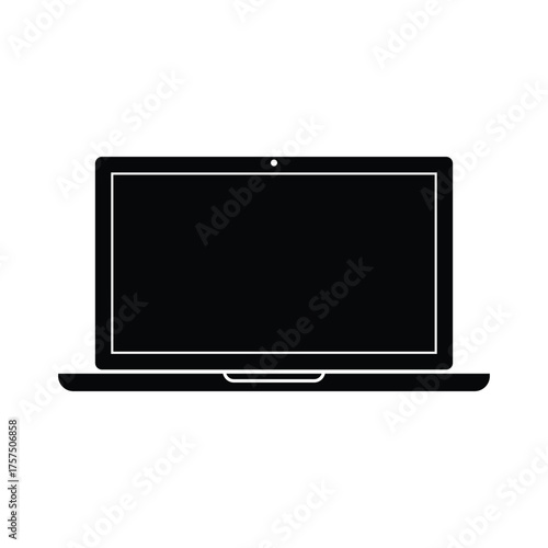 minimalist laptop computer vector in black and white outline style