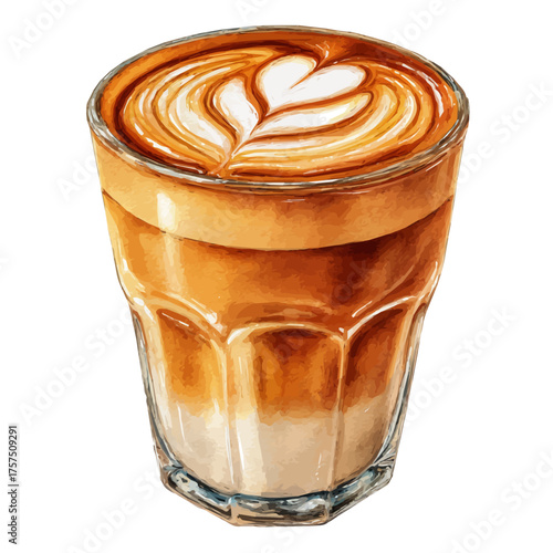 watercolor vector of Macchiato, isolated on a white background.