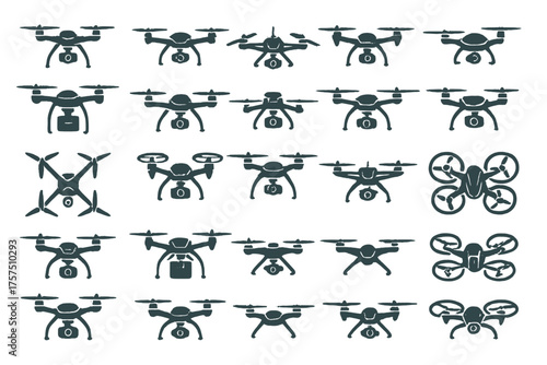 Various drone designs showcasing different styles and features for aerial photography and delivery applications