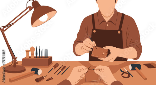 Skilled Artisan Crafts Leather Goods with Precision and Care