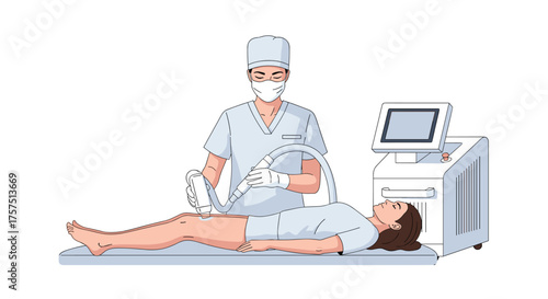 Medical Professional Performing Ultrasound Examination on Patient Lying Down