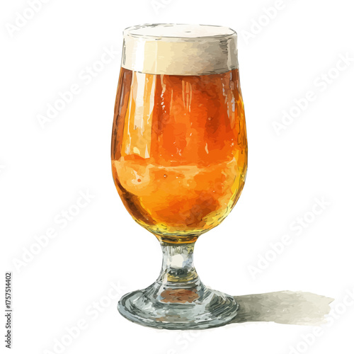 watercolor of Pale Ale Beer Glass, vector, isolated on a white background.