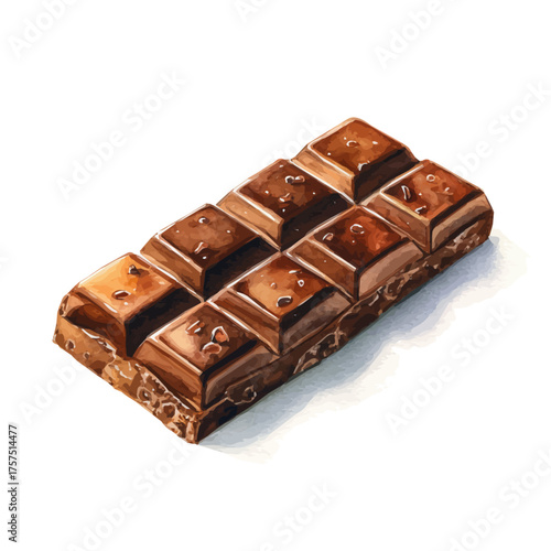 Chocolate Bar, watercolor clipart vector, isolated on a white background.