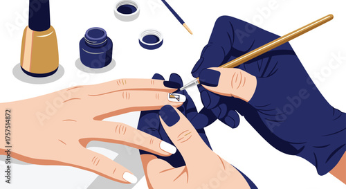 Professional Nail Artistry Creating Detailed Designs on Fingernails