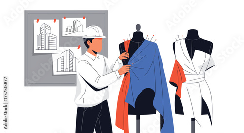 Industrial Engineer Designs Garment Patterns for Innovative Fashion Creations