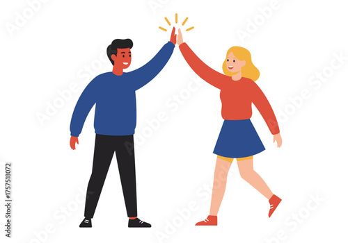 Enthusiastic High Five: Celebrating Success and Teamwork.