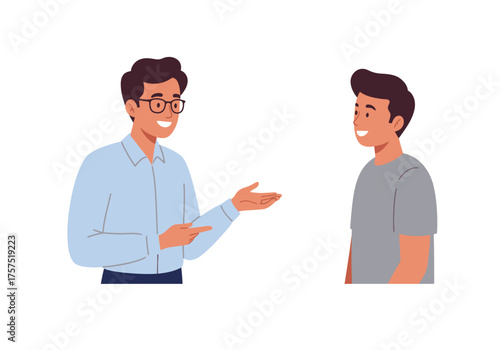 Two Men in Conversation: A Friendly Exchange.