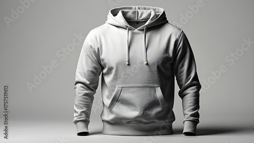 Plain White Hoodie Sweatshirt Front View isolated on white background