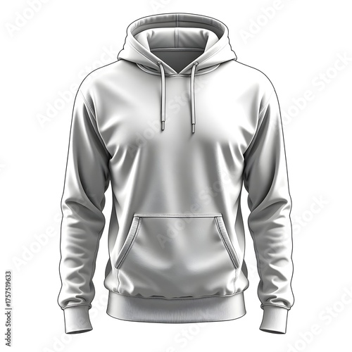 Plain White Hoodie Sweatshirt Front View isolated on white background