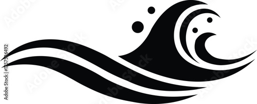 Dynamic black waves symbolizing powerful ocean surf and aquatic motion vector design