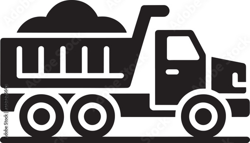 Heavy duty dump truck transporting soil and construction materials illustration art royalty free premium quality